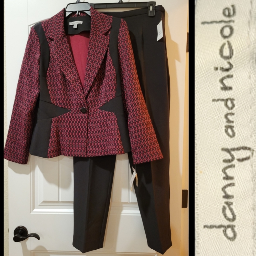 danny & nicole sangria black pantsuit set 8